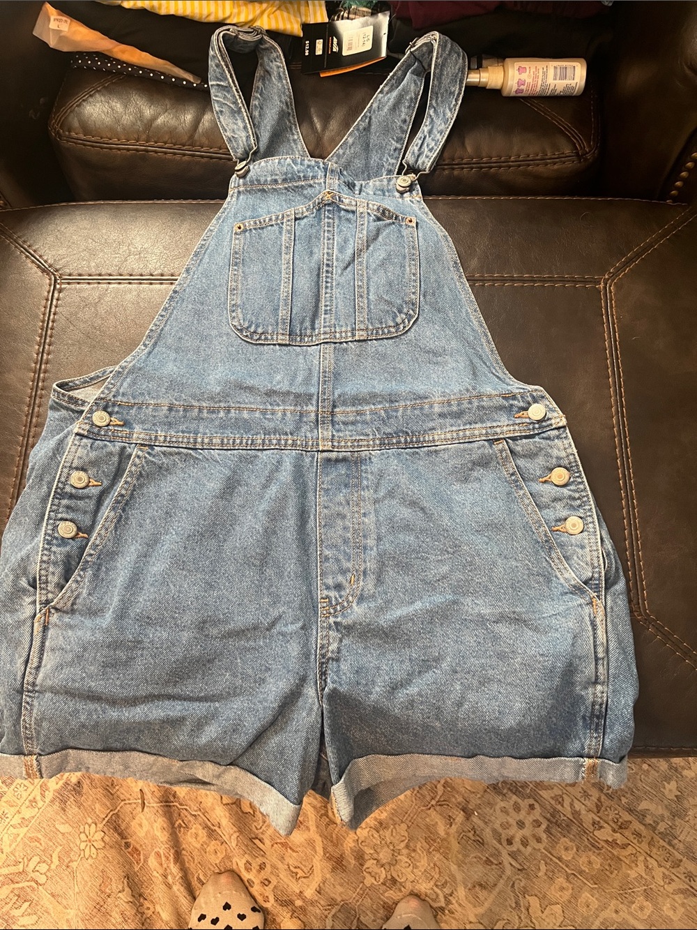 Old Navy Light Blue Denim Short Overalls